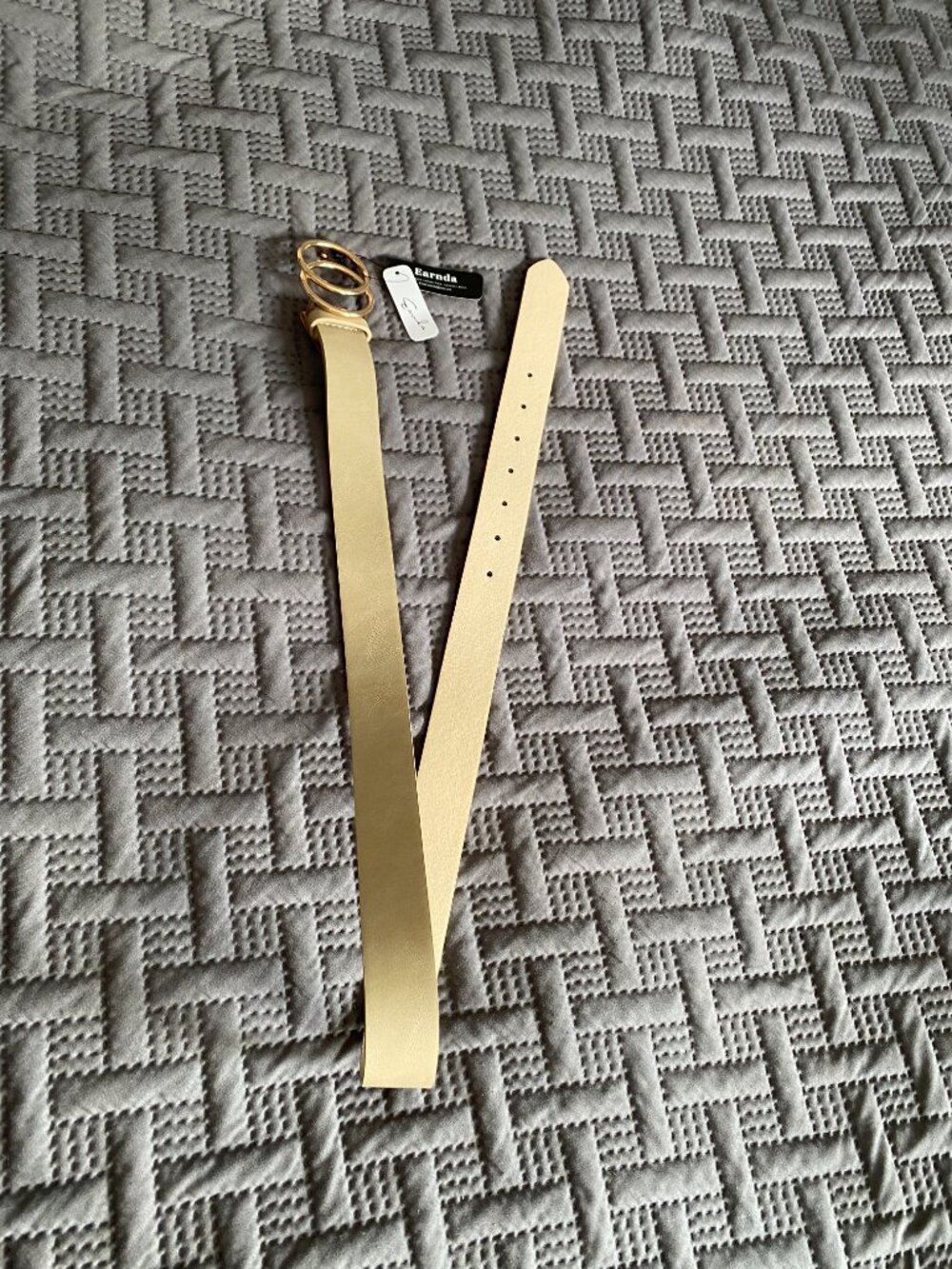 NWT Soft PU Leather Belt Beige w Gold O Ring Buckle Size Medium